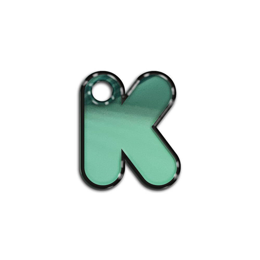 K Harfi Rounded Su Green Metalik | ID Tag