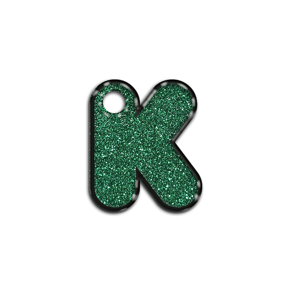 K Harfi Rounded Yeşil Glitter | İsimlik