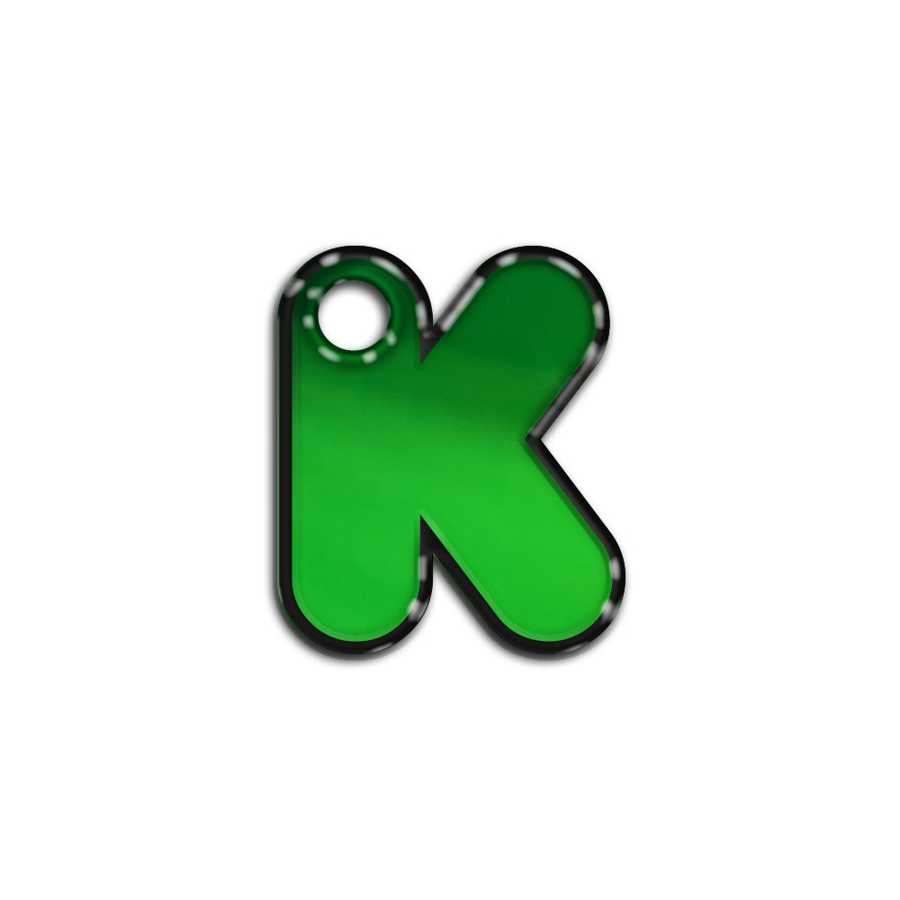 K Harfi Rounded Yeşil Metalik | İsimlik