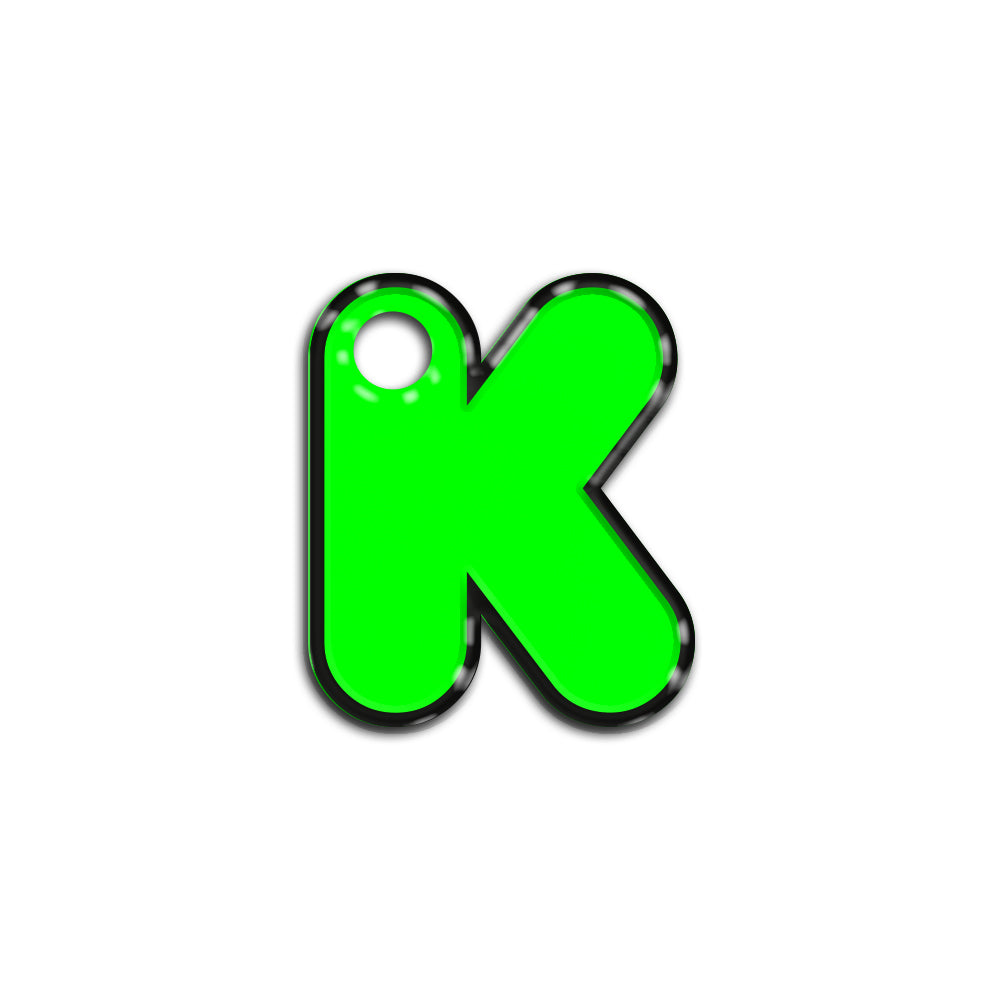 K Harfi Rounded Yeşil Neon | İsimlik