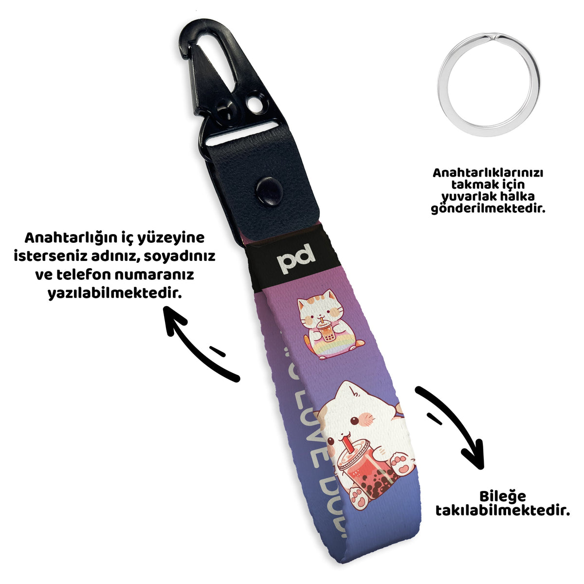 BOBA Cats | Anahtarlık - Evcil hayvanlar için mükemmel bir ürün.