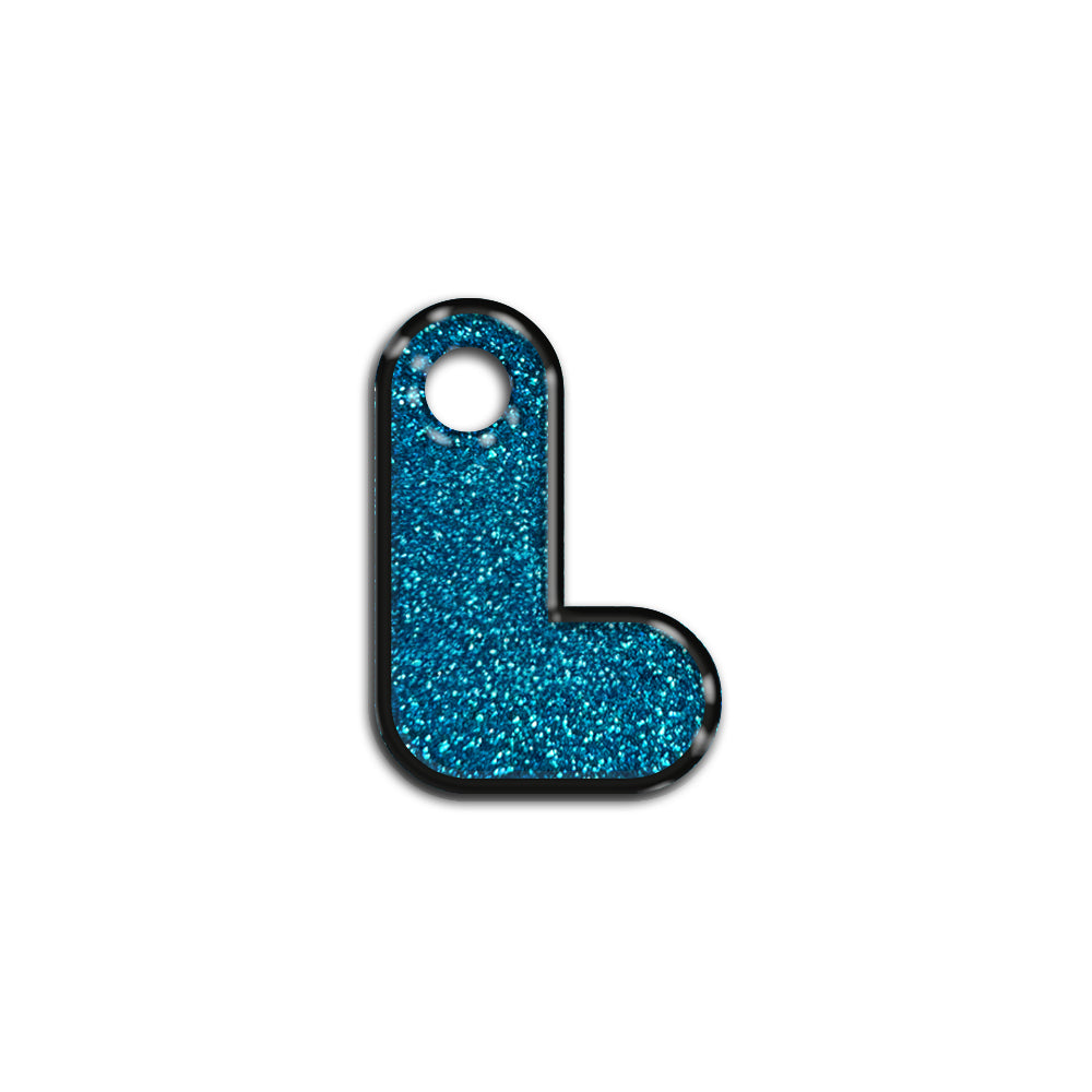 L Harfi Rounded Mavi Glitter | İsimlik