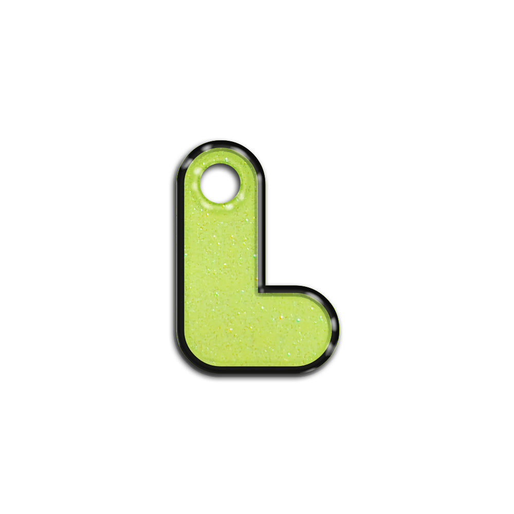L Harfi Rounded Sarı Glitter | ID Tag