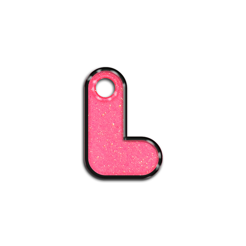 L Harfi Rounded Şeker Pembe Glitter | İsimlik