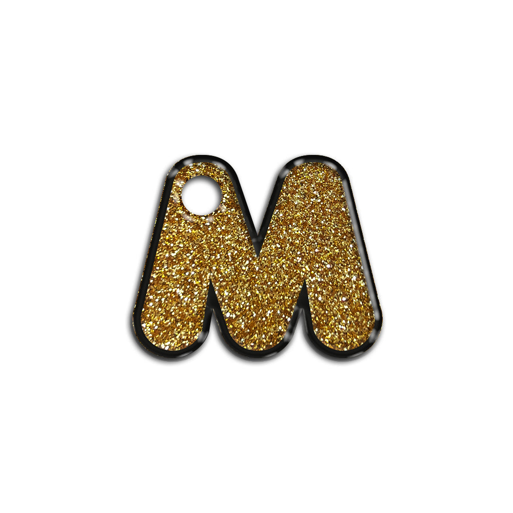 M Harfi Rounded Gold Glitter | ID Tag