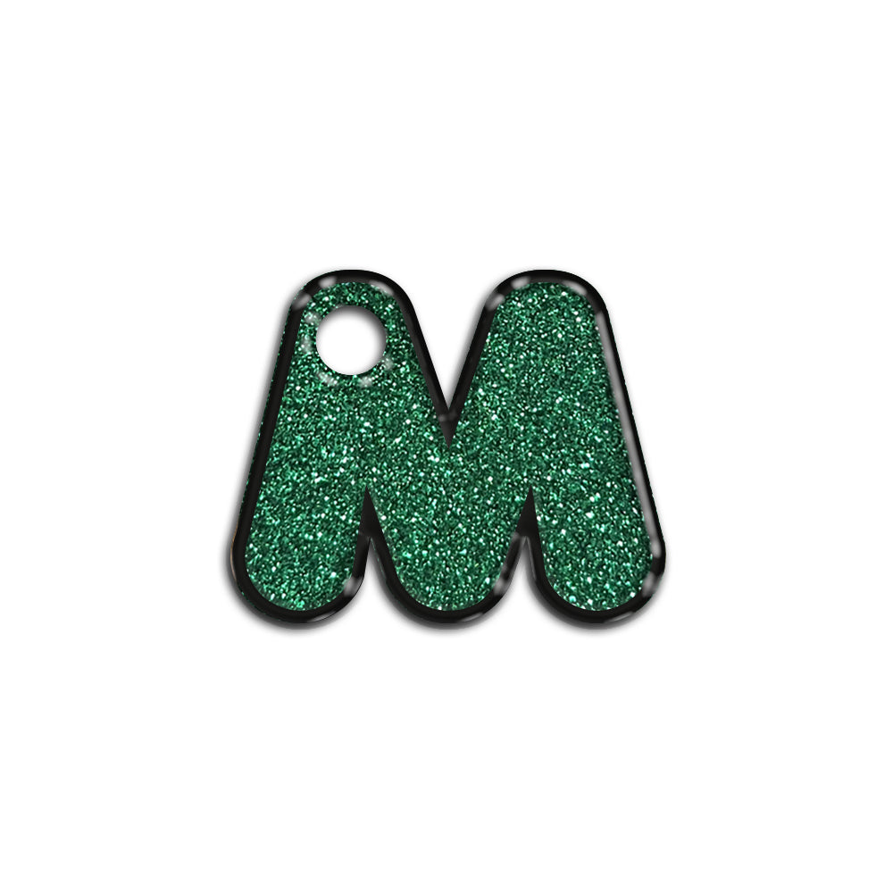 M Harfi Rounded Green Glitter | ID Tag