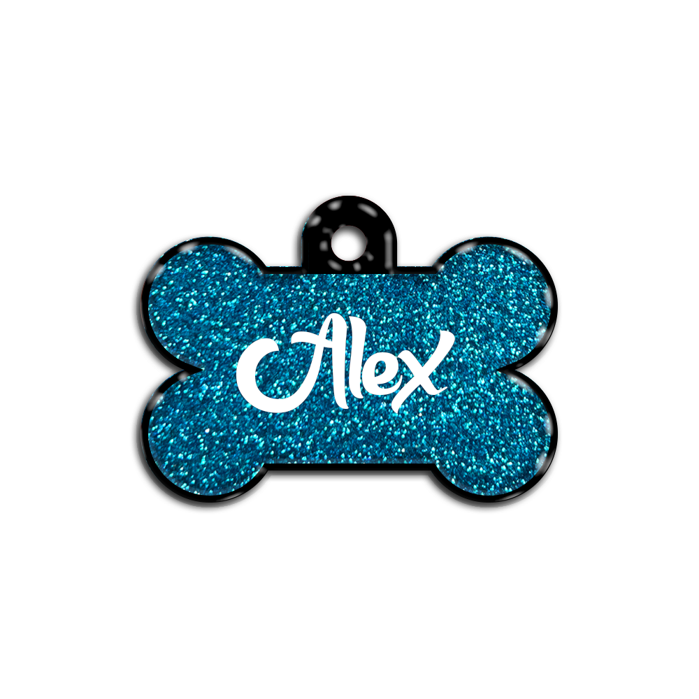 Mavi Glitter Kemik | İsimlik - Evcil hayvanlar için mükemmel bir ürün.