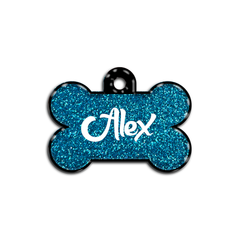 Mavi Glitter Kemik | İsimlik - Evcil hayvanlar için mükemmel bir ürün.