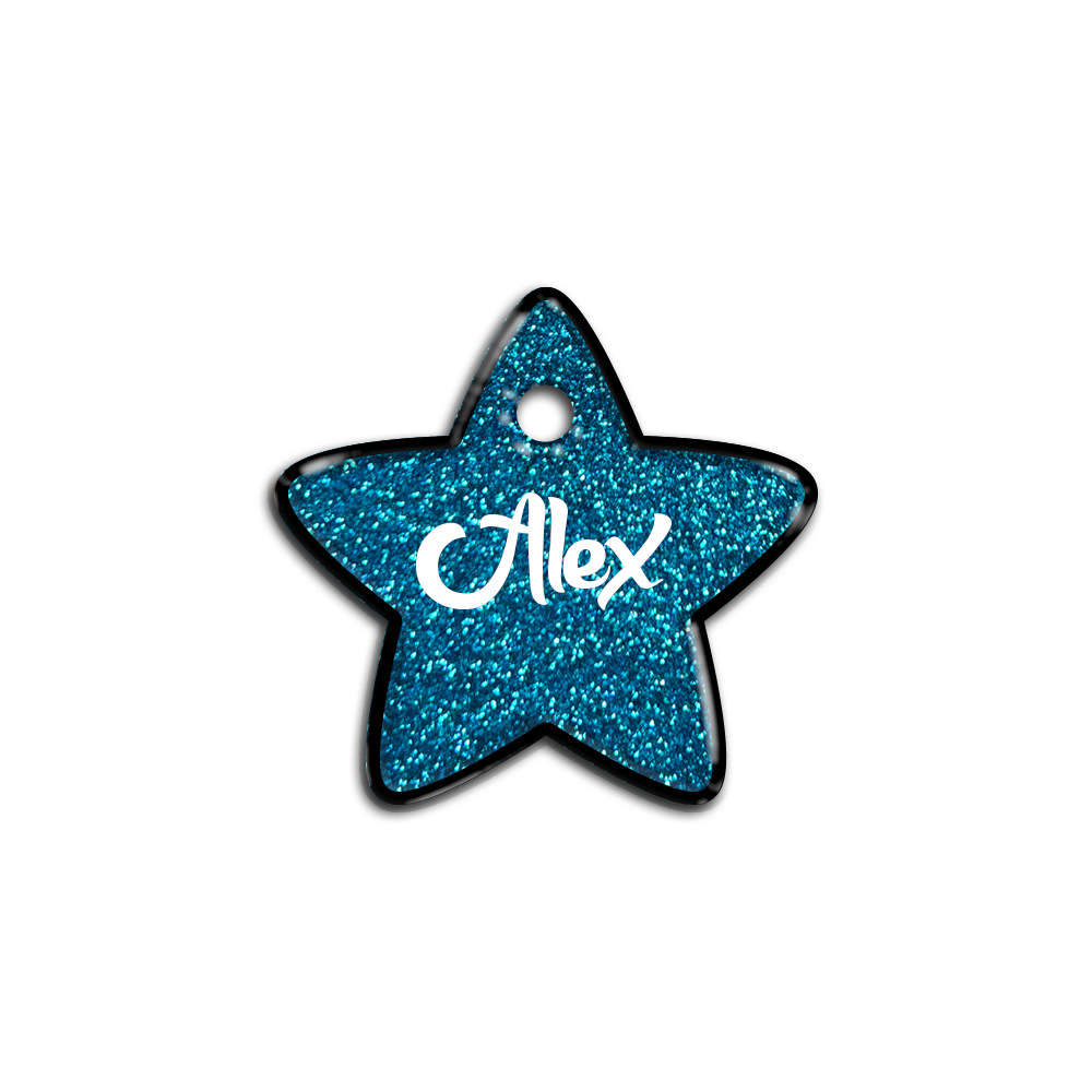 Mavi Glitter Yıldız | İsimlik - Evcil hayvanlar için mükemmel bir ürün.