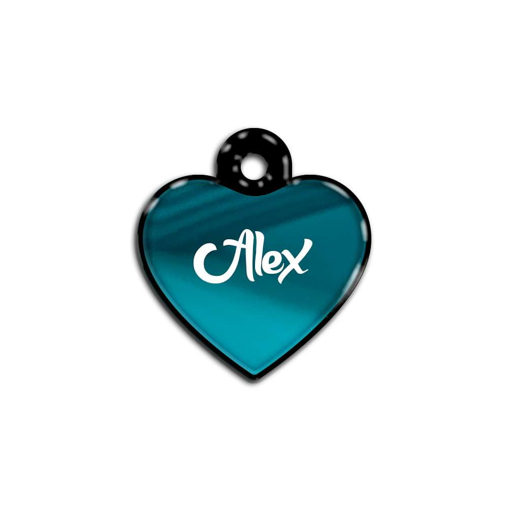Mavi Metalik Kalp | İsimlik - Evcil hayvanlar için mükemmel bir ürün.