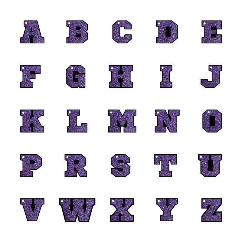 Mor Glitter Harf Künyeler | Tüm Harfler - Evcil hayvanlar için mükemmel bir ürün.