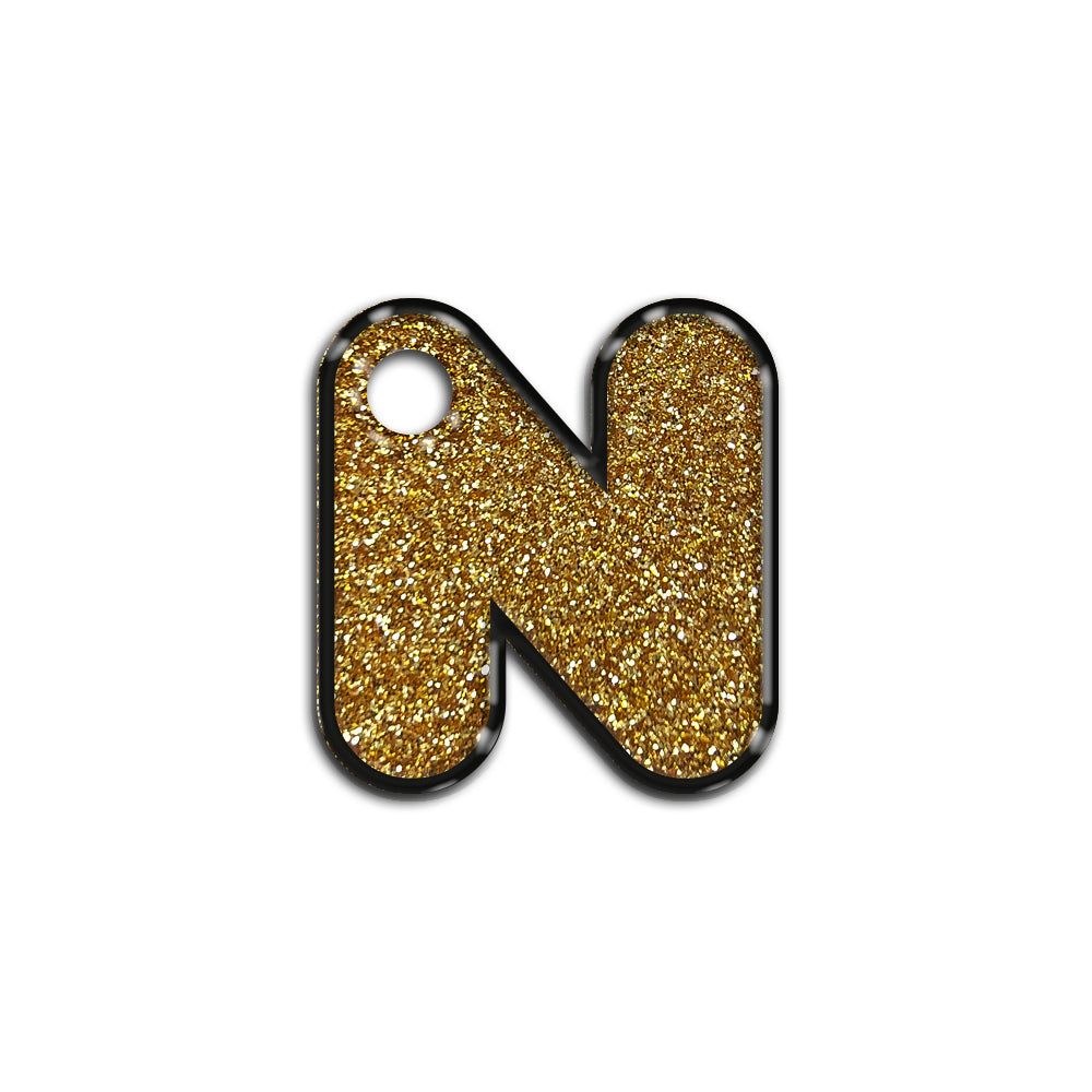 N Harfi Rounded Gold Glitter | ID Tag
