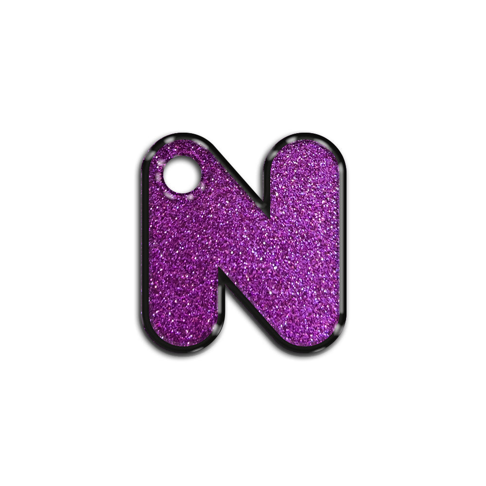 N Harfi Rounded Mor Glitter | İsimlik