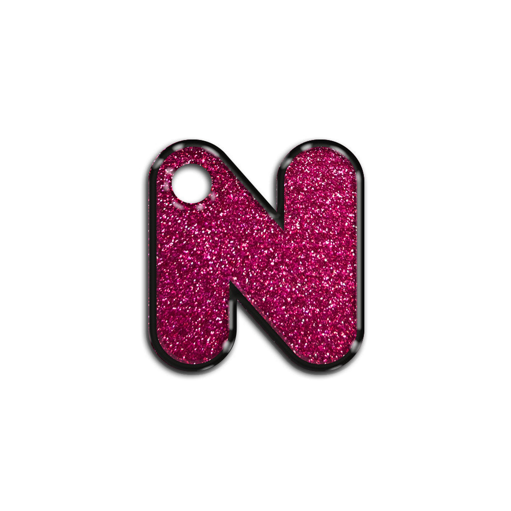 N Harfi Rounded Fuşya Glitter | İsimlik