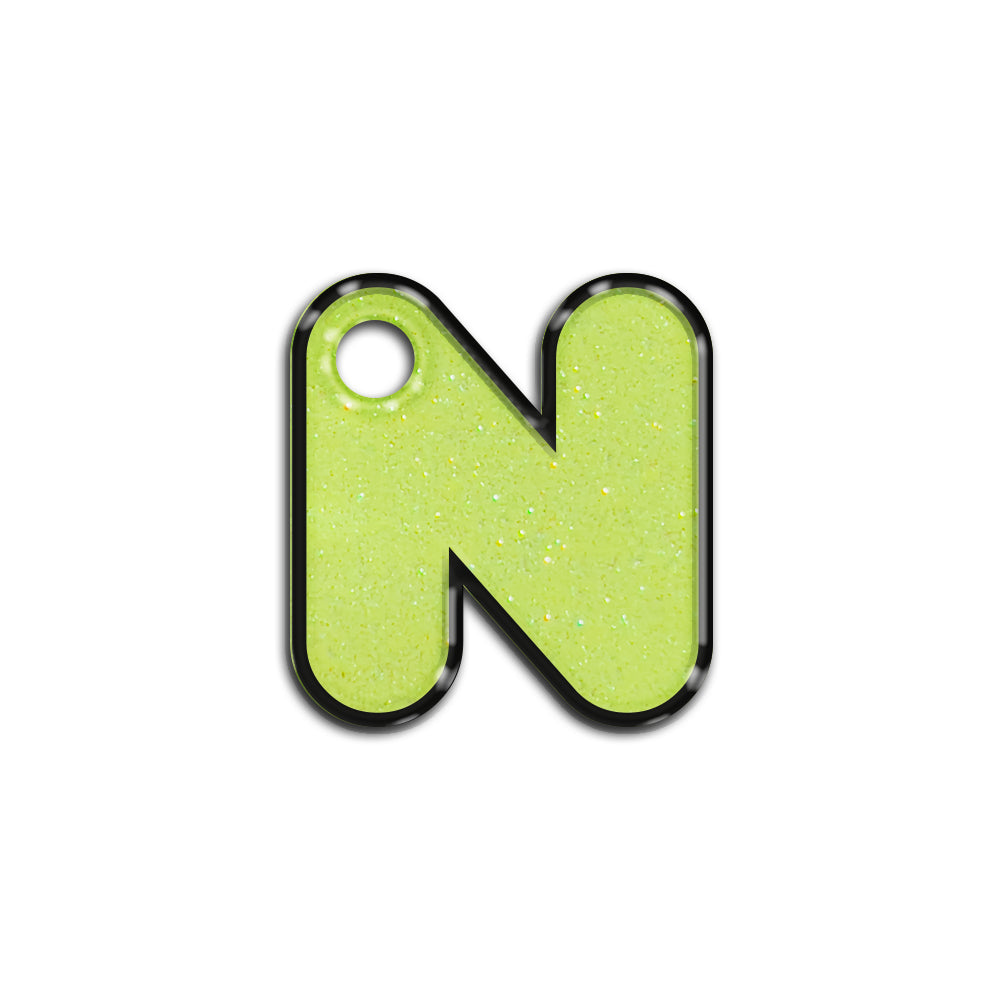 N Harfi Rounded Sarı Glitter | ID Tag