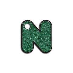 N Harfi Rounded Yeşil Glitter | İsimlik