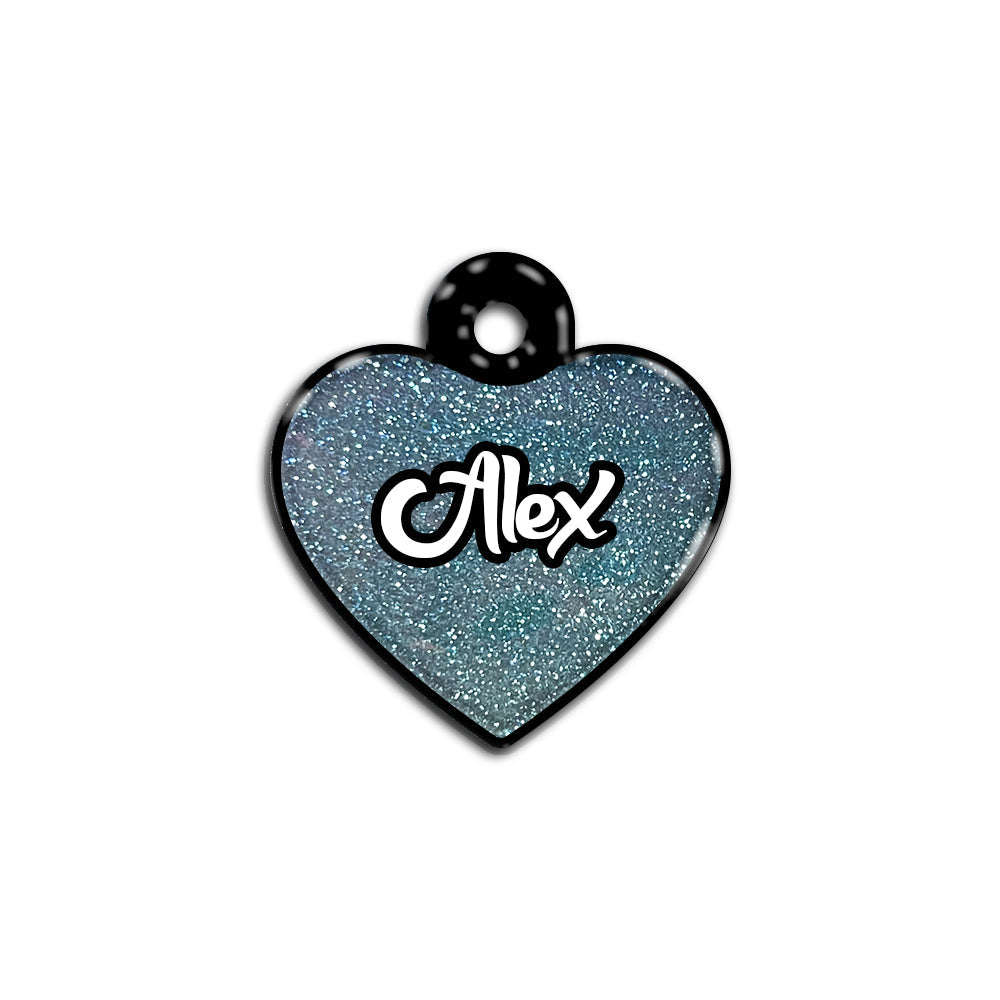 Opal Blue Glitter Kalp | ID Tag