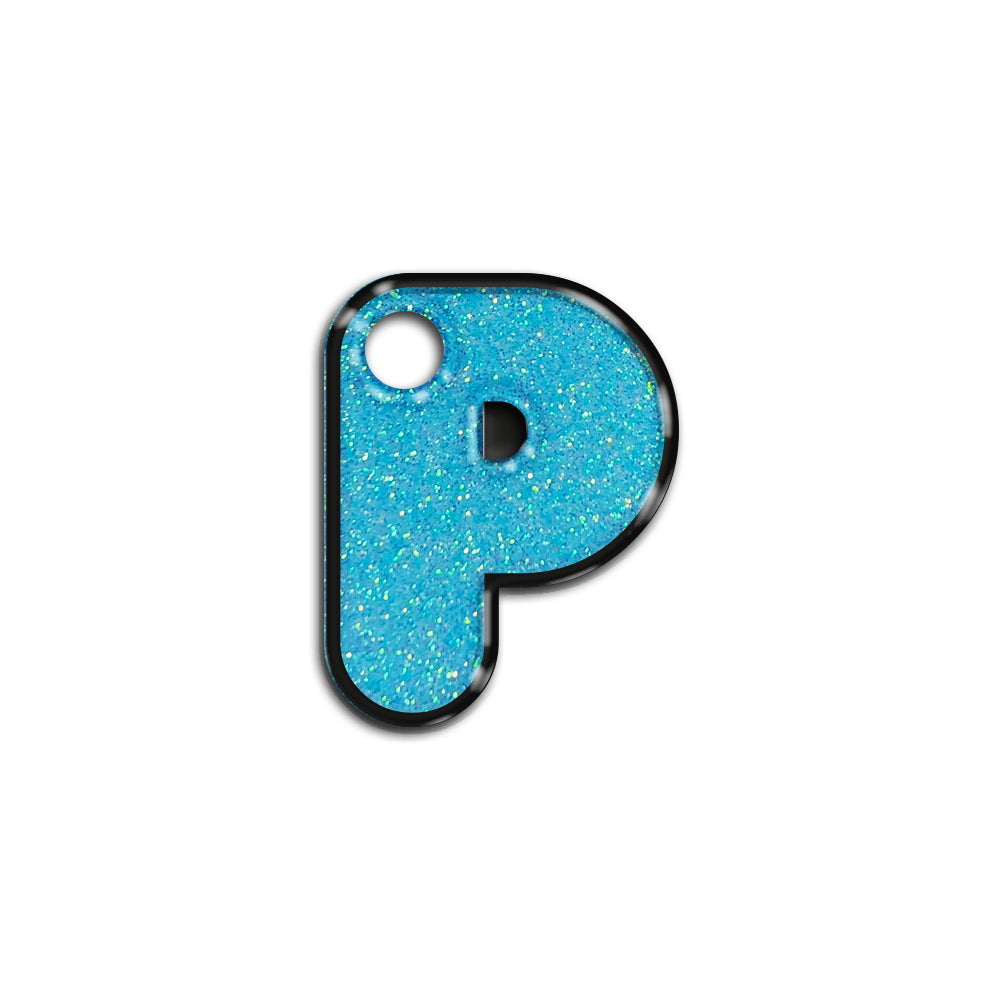 P Harfi Rounded Light Blue Glitter | ID Tag