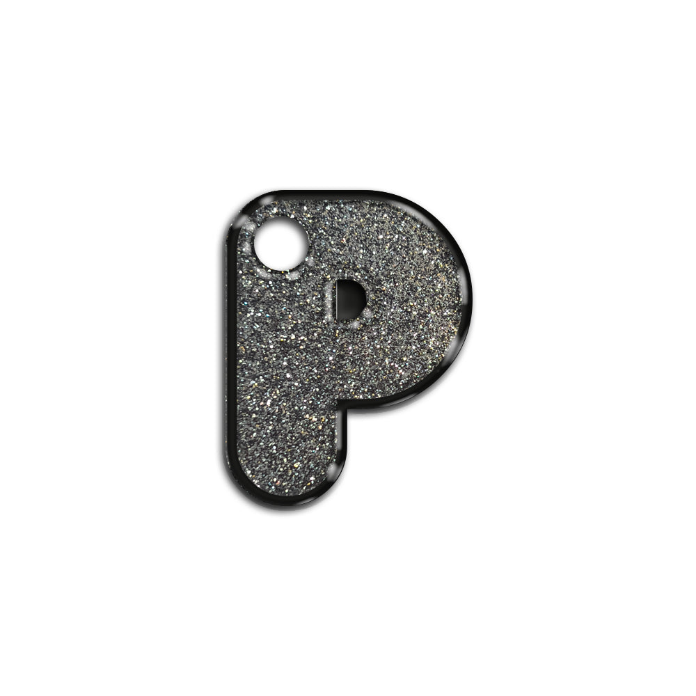 P Harfi Rounded Gray Glitter | ID Tag