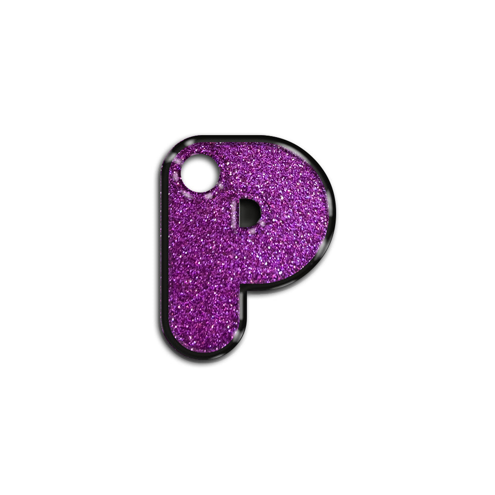 P Harfi Rounded Purple Glitter | ID Tag