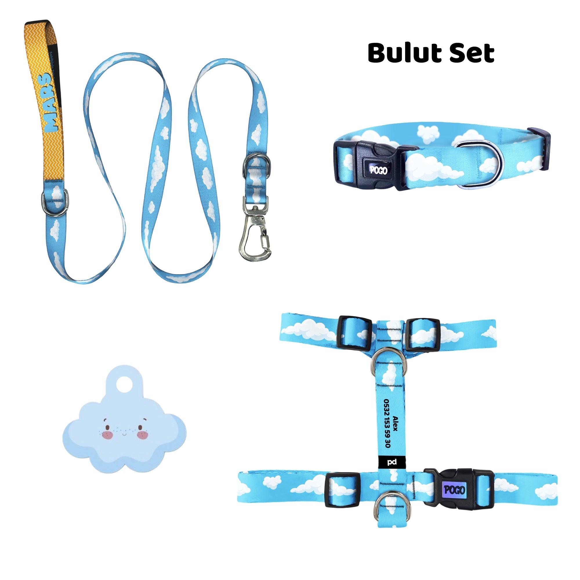 Cloud | Tasma ve Künye Seti - Evcil hayvanlar için mükemmel bir ürün.