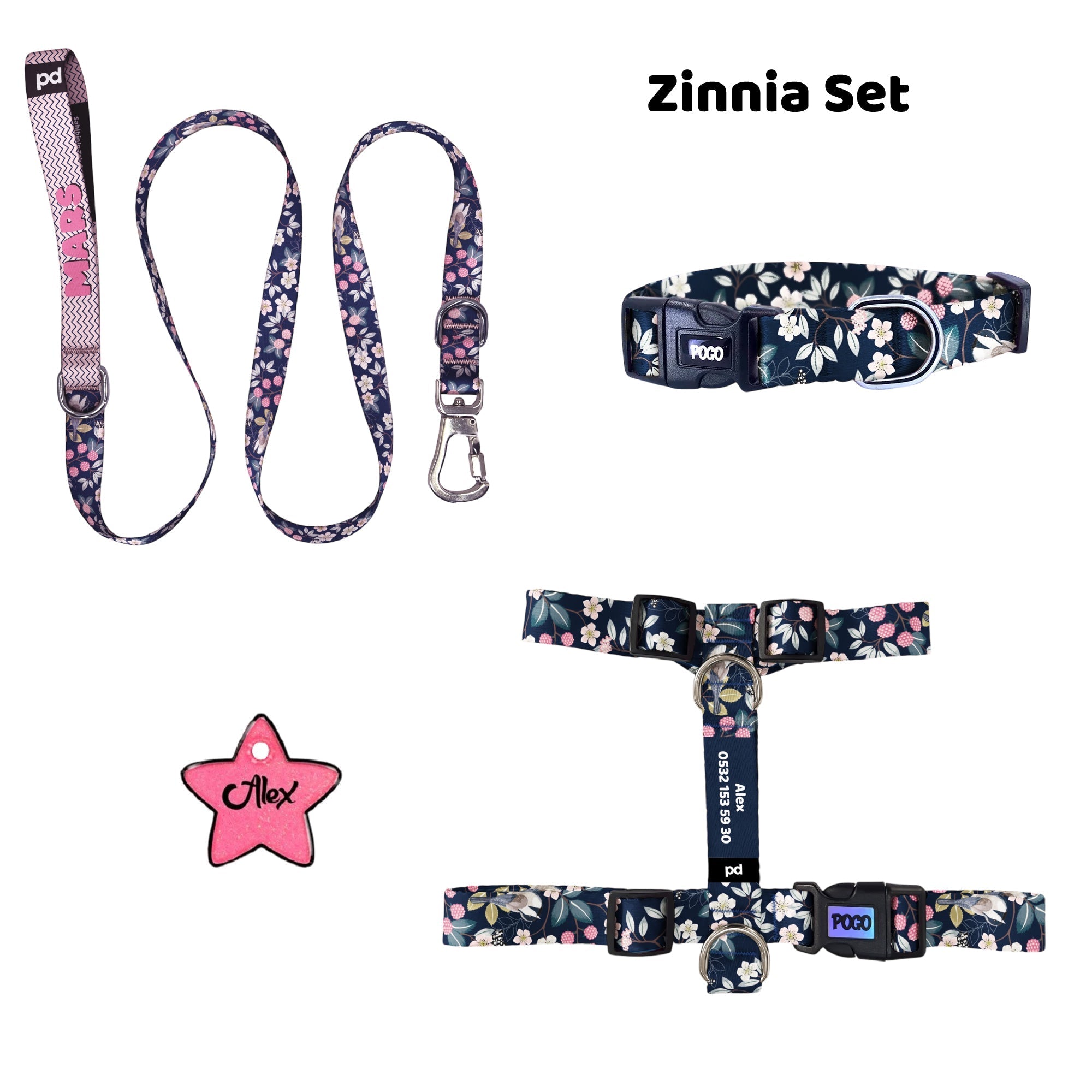 Zinnia | Tasma ve Künye Seti - Evcil hayvanlar için mükemmel bir ürün.