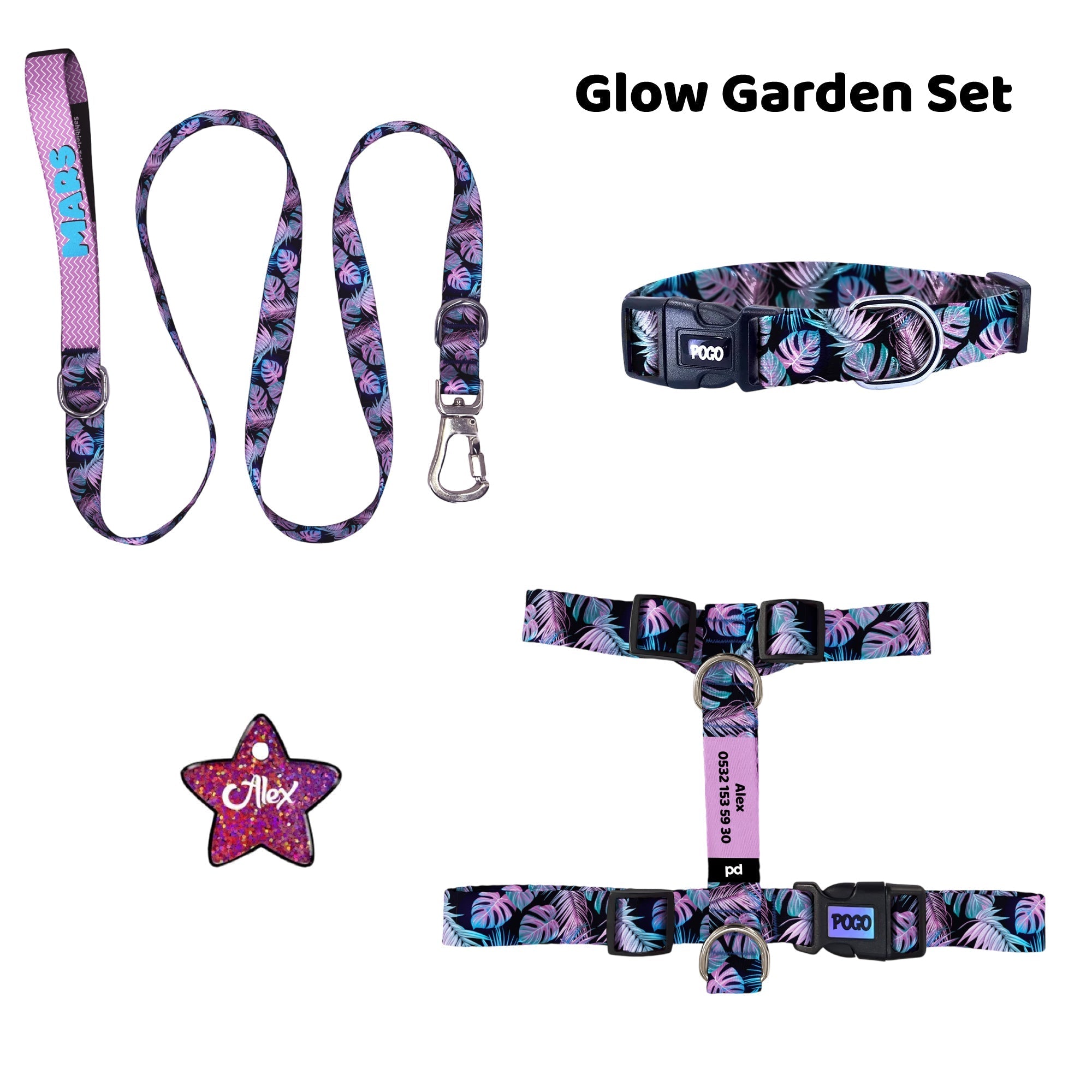 Glow Garden | Tasma ve Künye Seti - Evcil hayvanlar için mükemmel bir ürün.