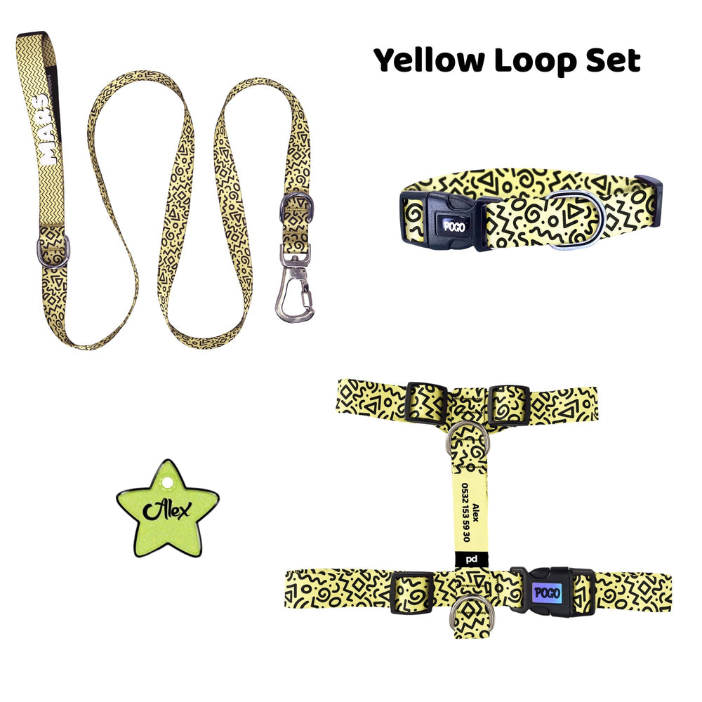 Yellow Loop | Tasma ve Künye Seti - Evcil hayvanlar için mükemmel bir ürün.