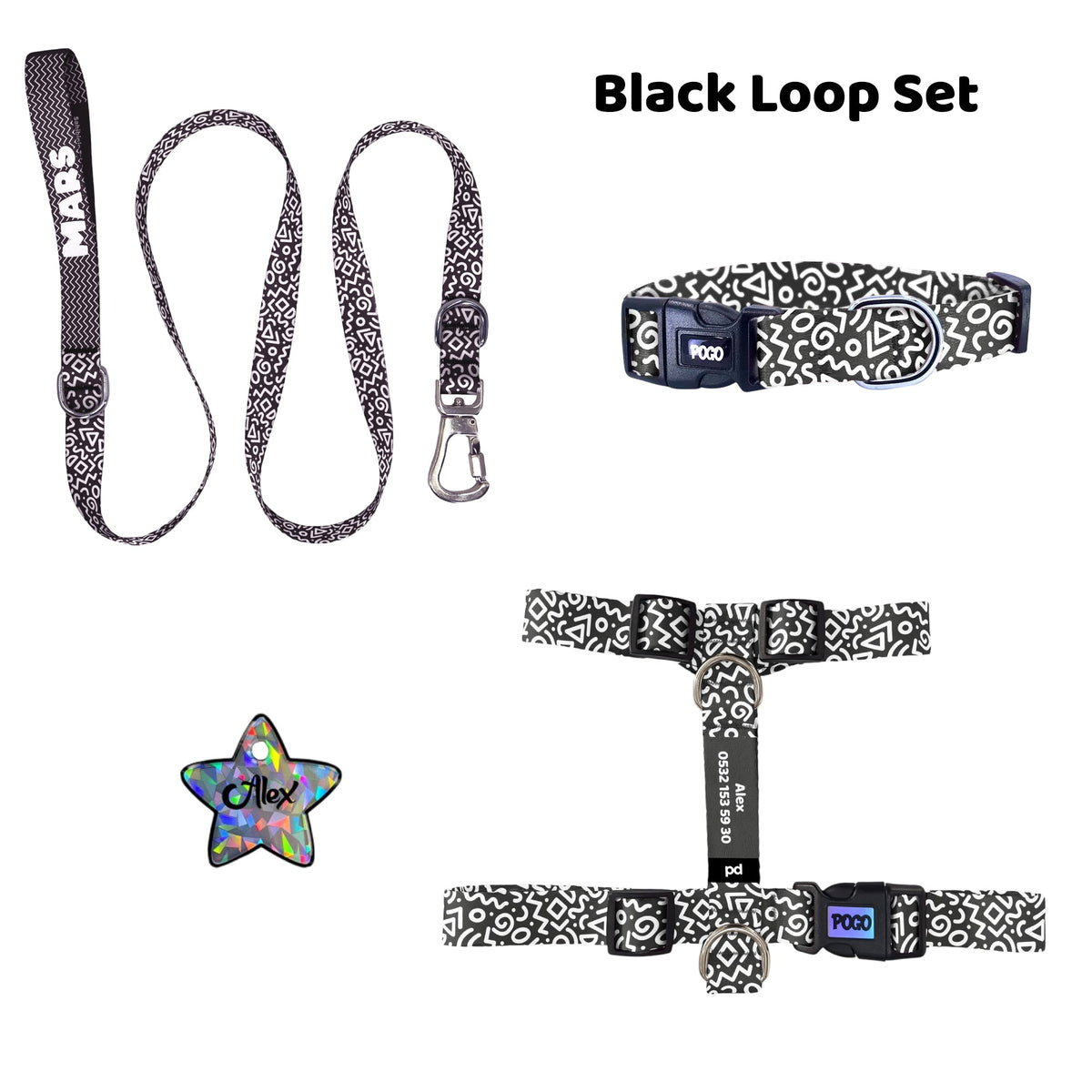 Black Loop | Tasma ve Künye Seti - Evcil hayvanlar için mükemmel bir ürün.