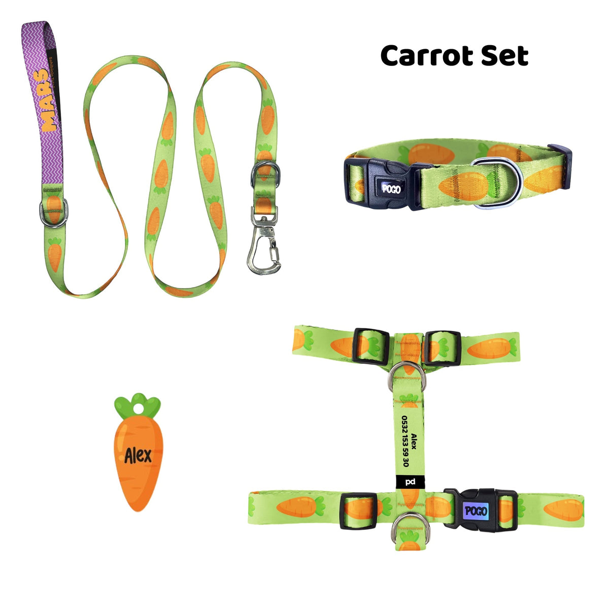 Carrot | Tasma ve Künye Seti - Evcil hayvanlar için mükemmel bir ürün.