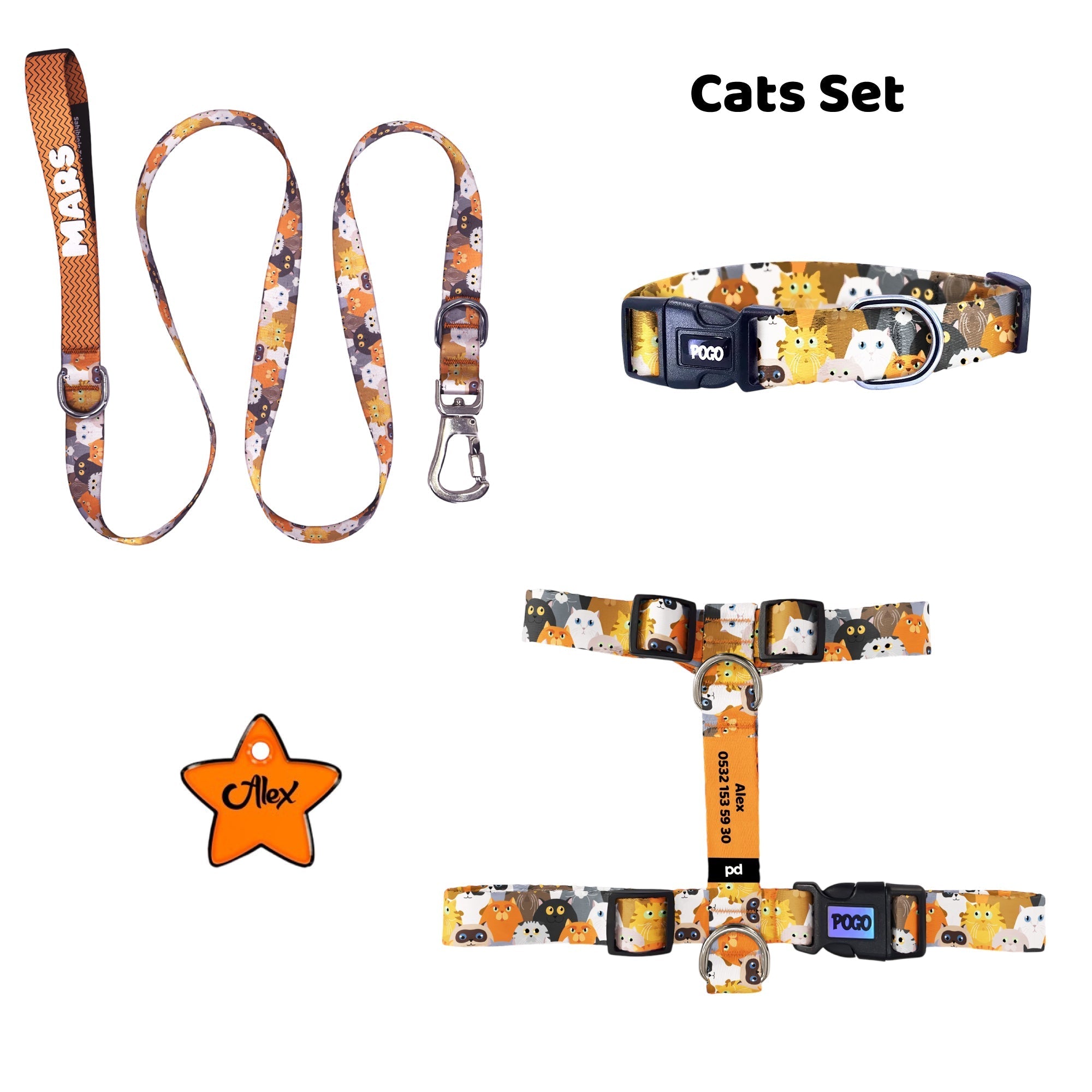 Cats | Tasma ve Künye Seti - Evcil hayvanlar için mükemmel bir ürün.