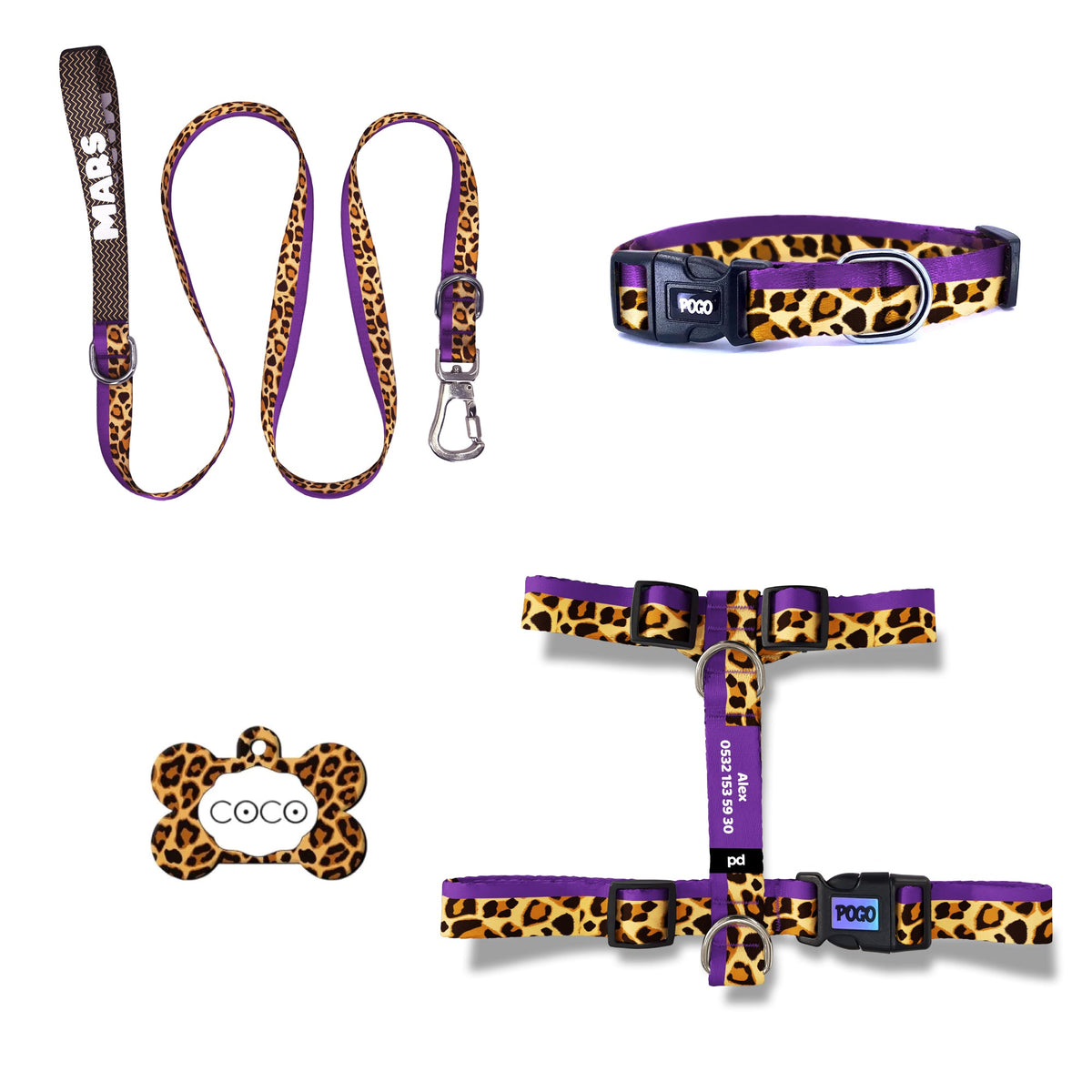 Leopard Mor | Tasma ve Künye Seti