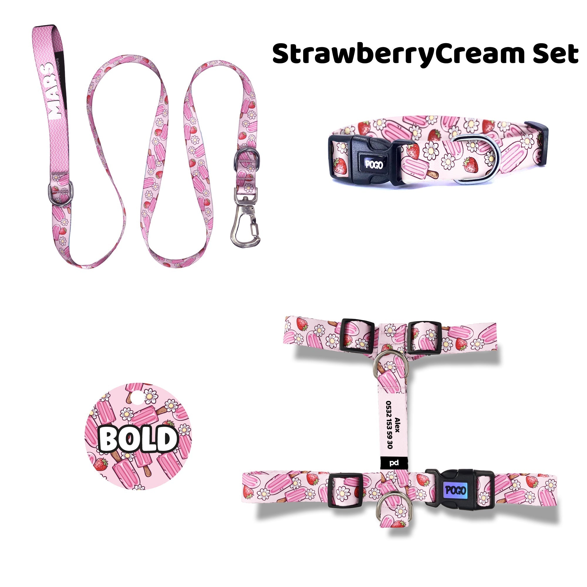 Strawberry Cream | Dog Collar Set