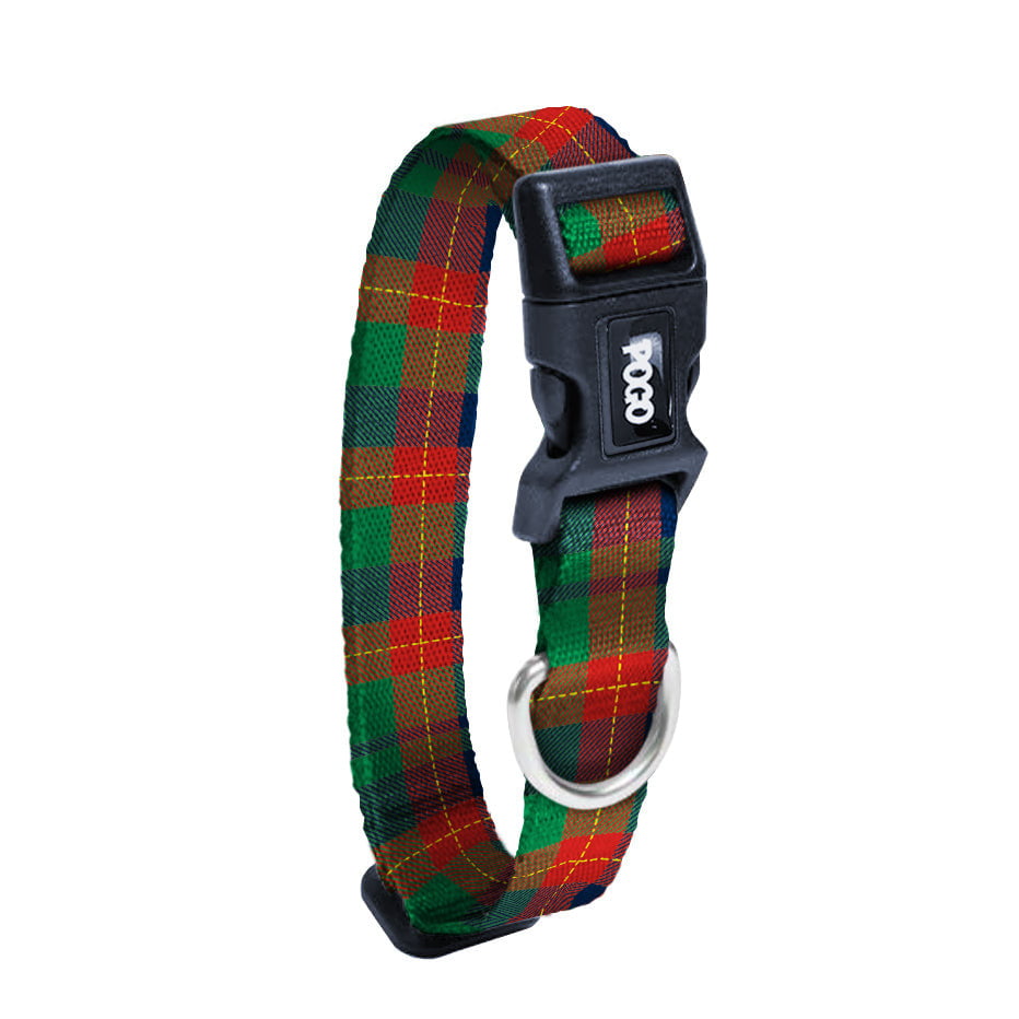 Red Green Plaid | Dog Collar