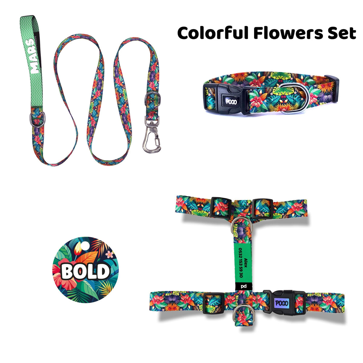 Colorful Flowers | Tasma ve Künye Seti