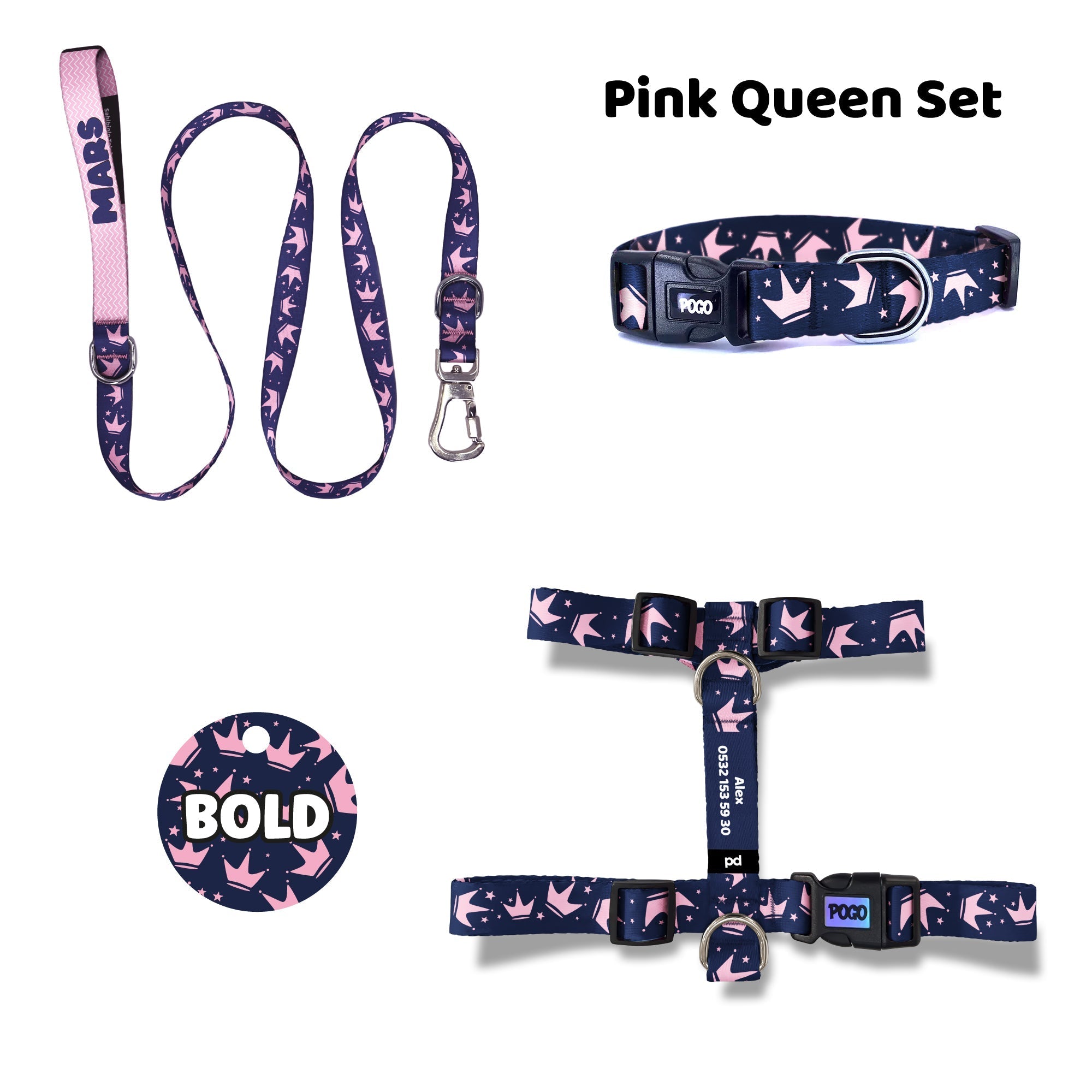 Pink Queen | Dog Collar Set