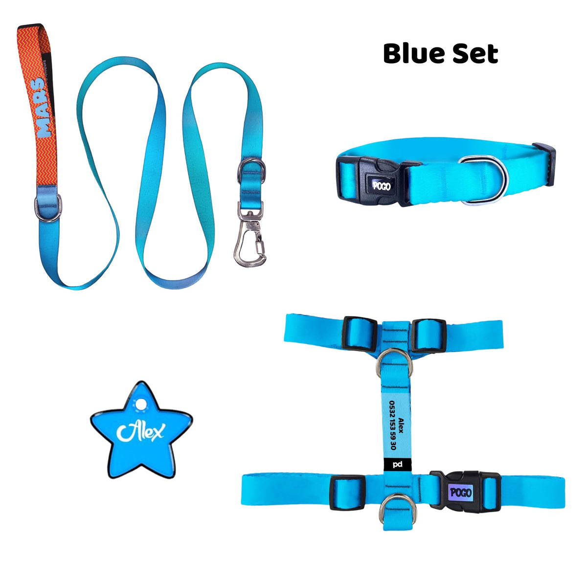 Blue | Tasma ve Künye Seti - Evcil hayvanlar için mükemmel bir ürün.