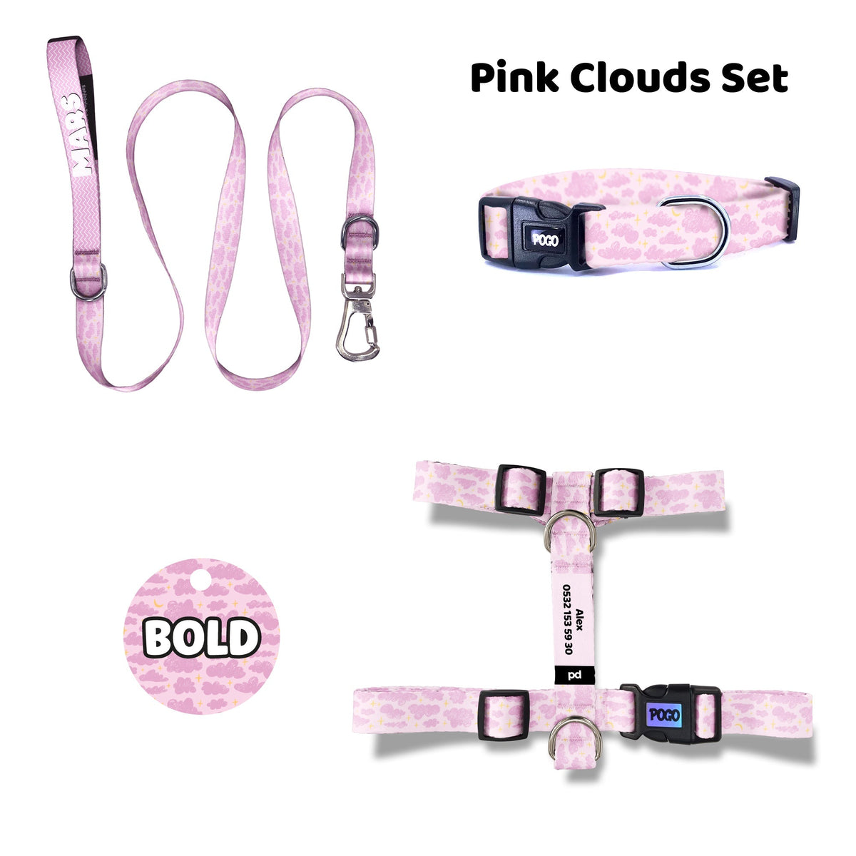 Pink Clouds | Dog Collar Set