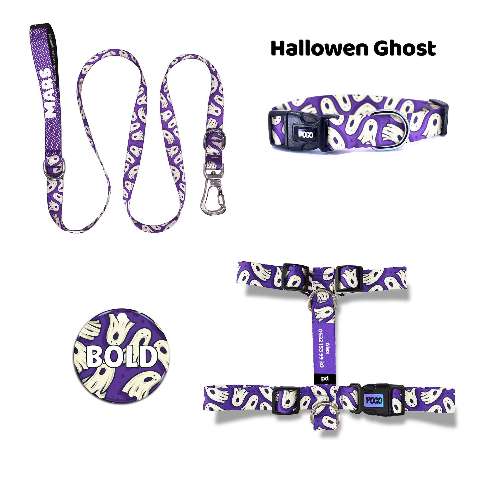 Hallowen Ghost | Dog Collar Set