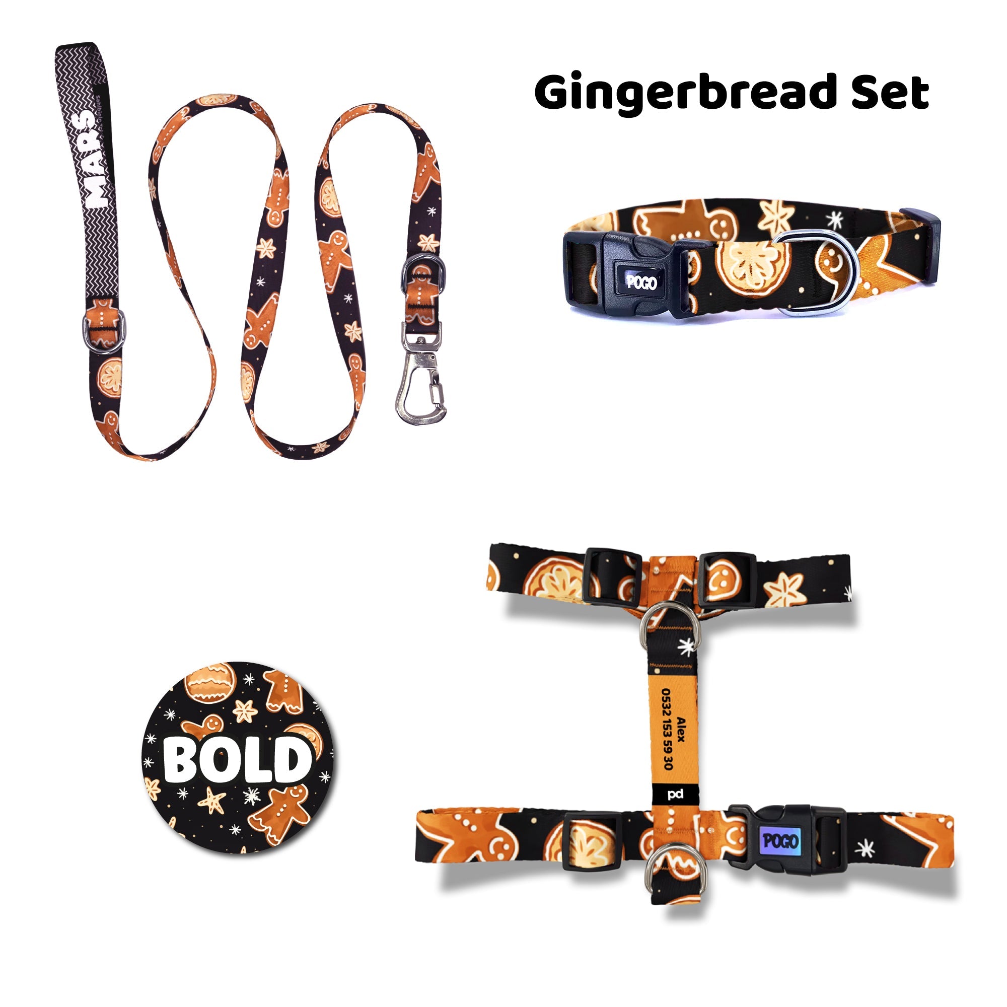 Gingerbread | Dog Collar Set