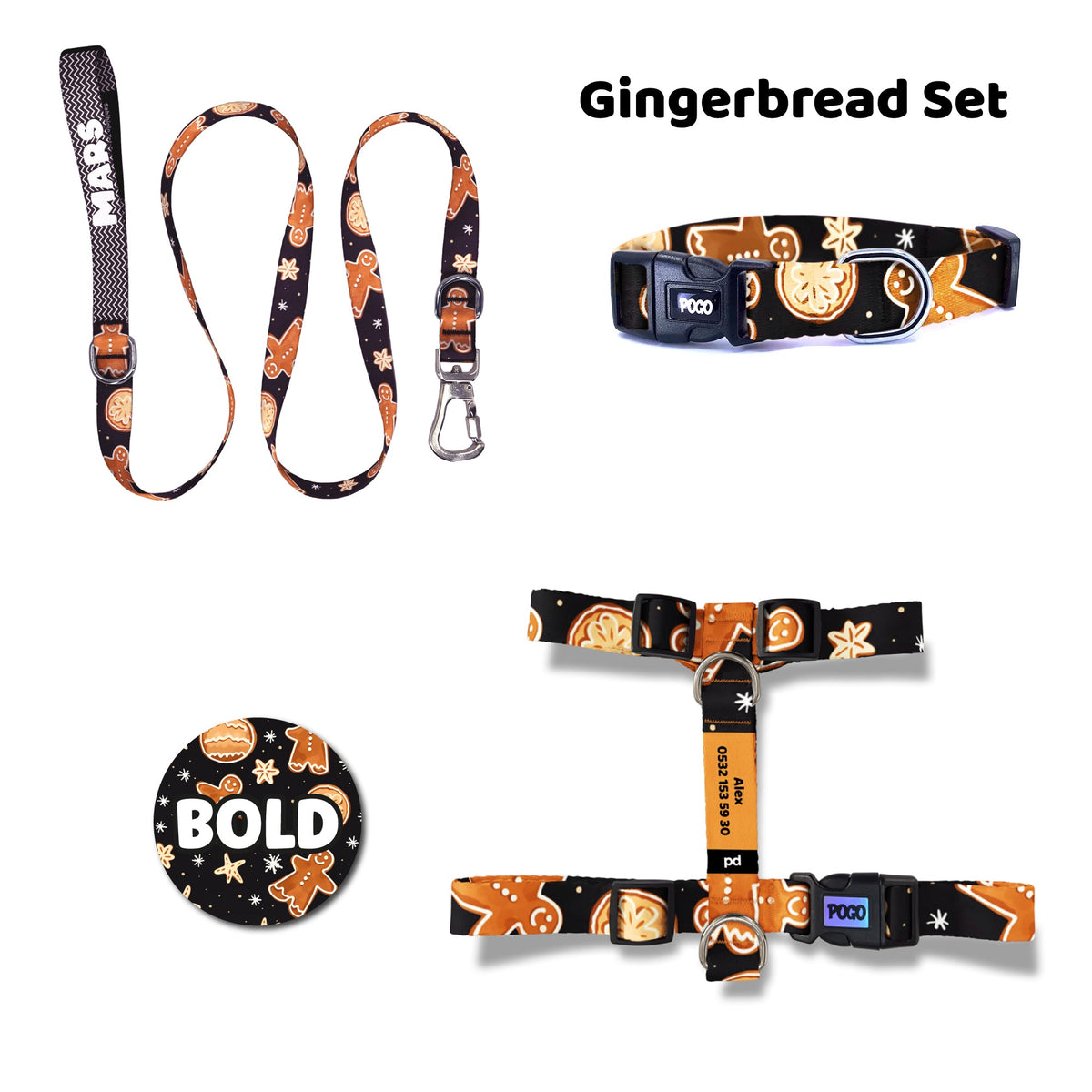 Gingerbread | Dog Collar Set