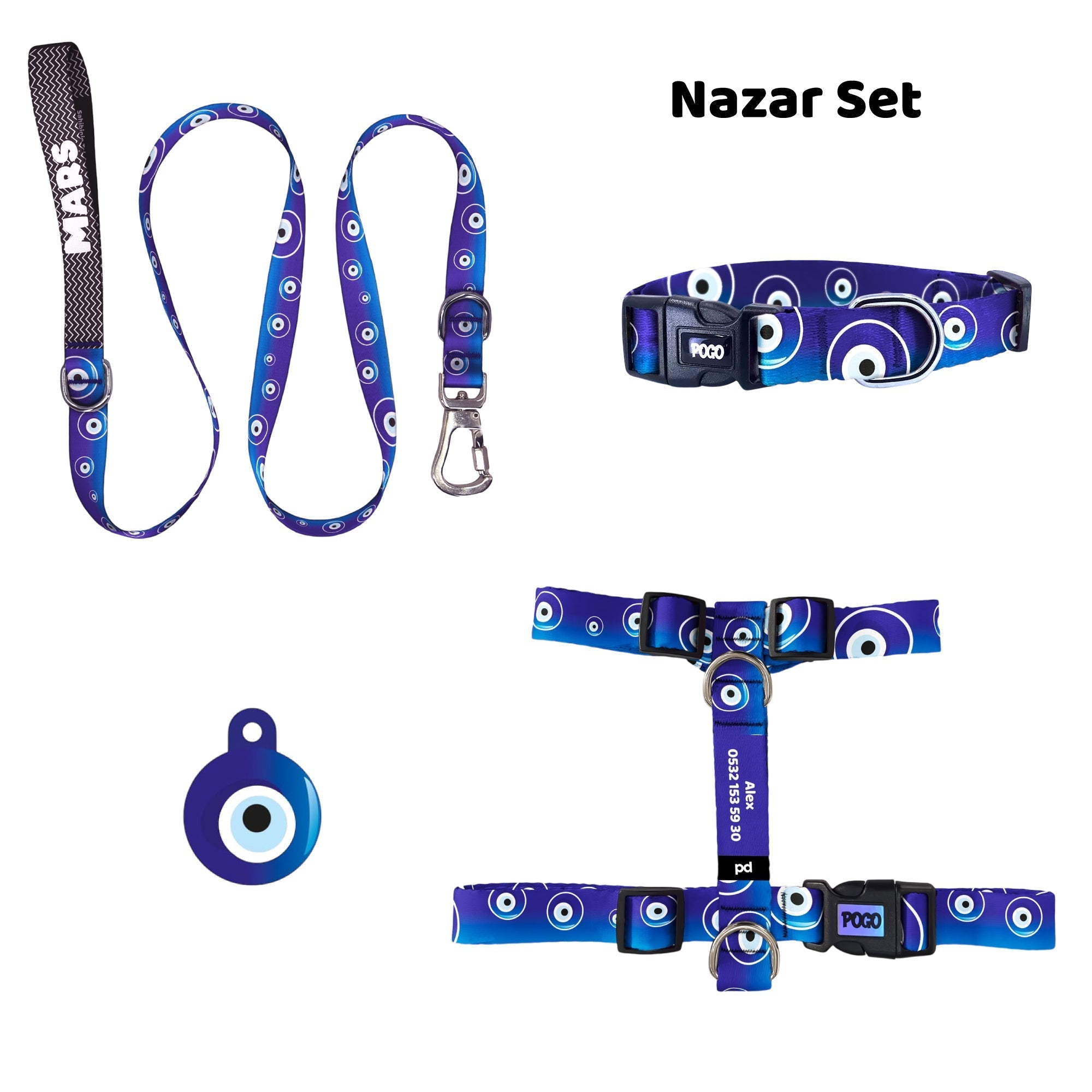 Nazar | Tasma ve Künye Seti - Evcil hayvanlar için mükemmel bir ürün.