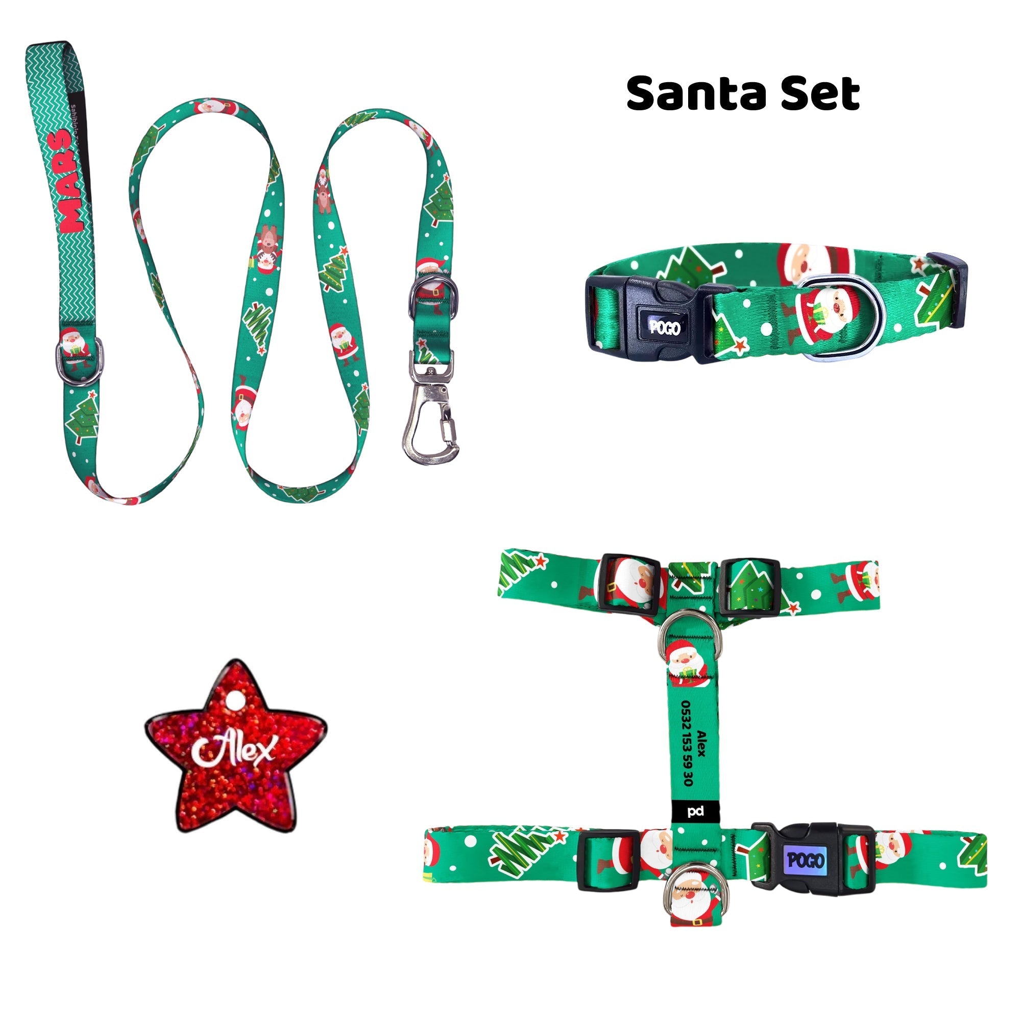 Santa | Tasma ve Künye Seti - Evcil hayvanlar için mükemmel bir ürün.