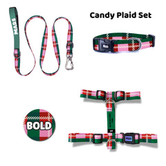 Candy Plaid | Dog Collar Set