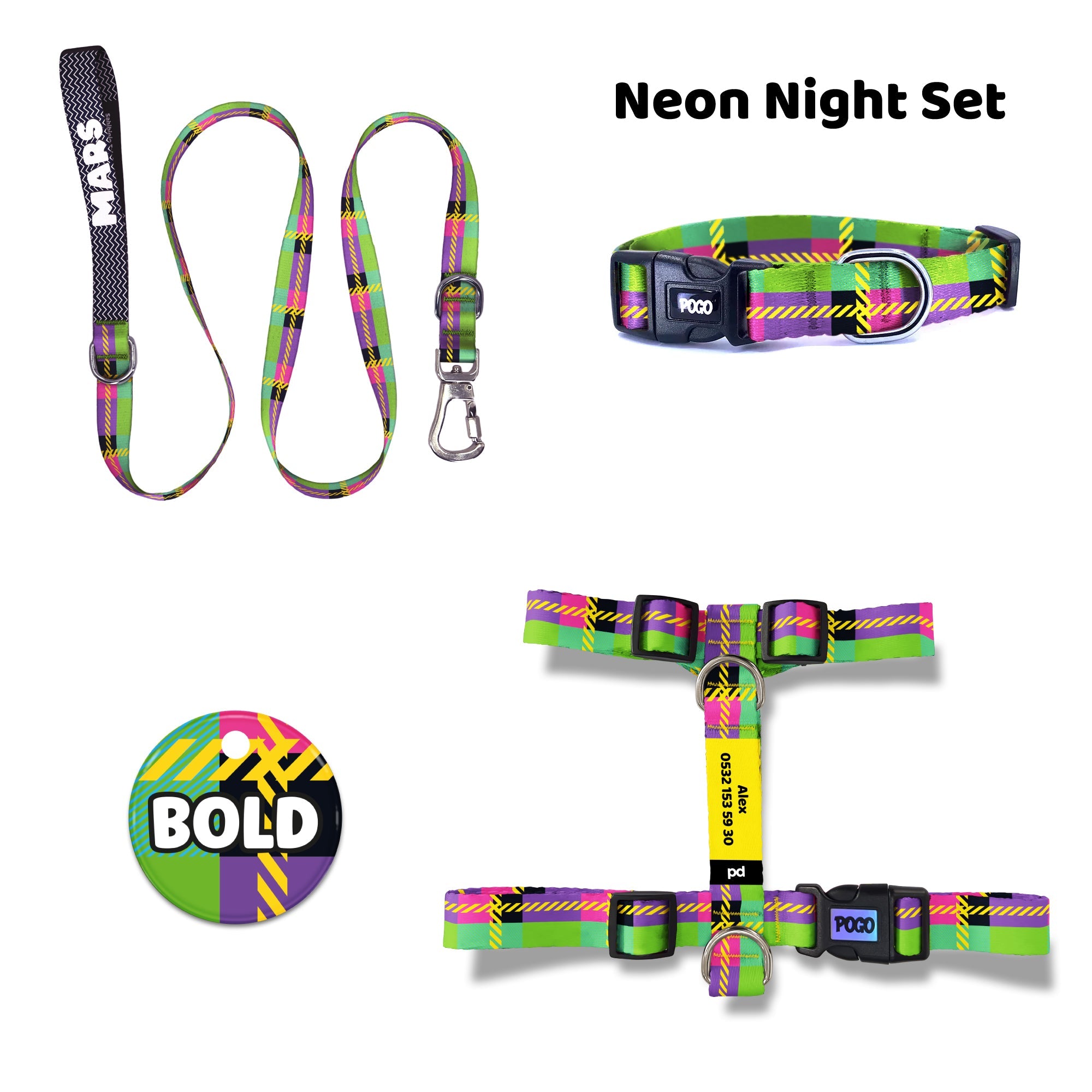 Neon Night | Dog Collar Set