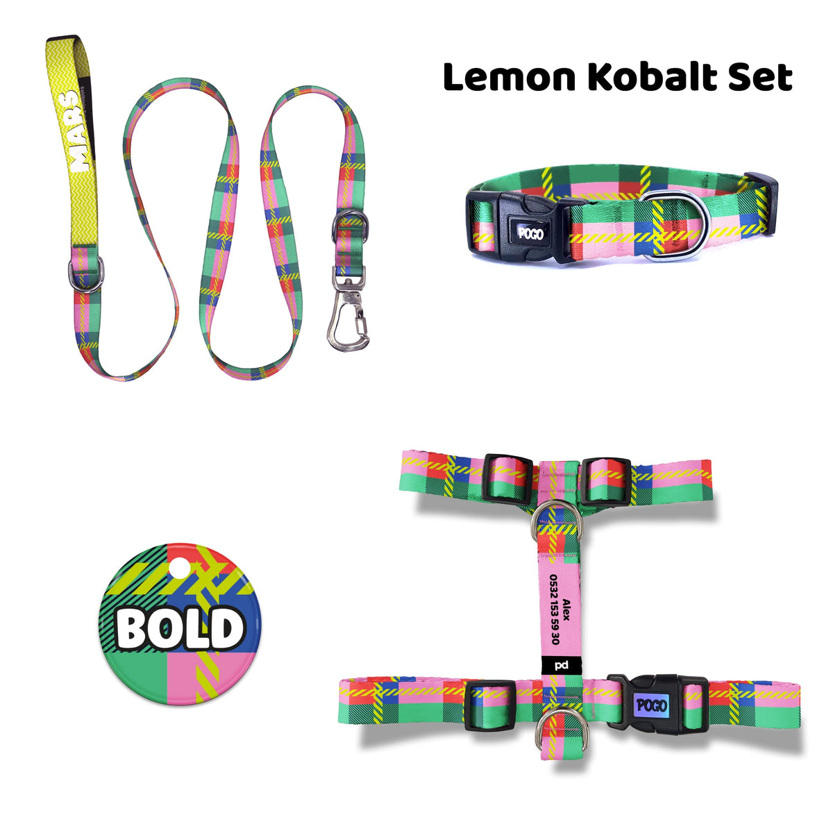 Lemon Kobalt | Dog Collar Set