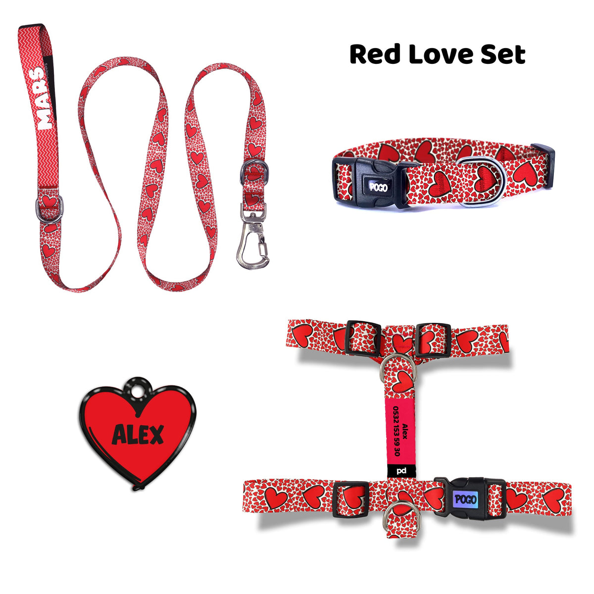 Red Love | Dog Collar Set