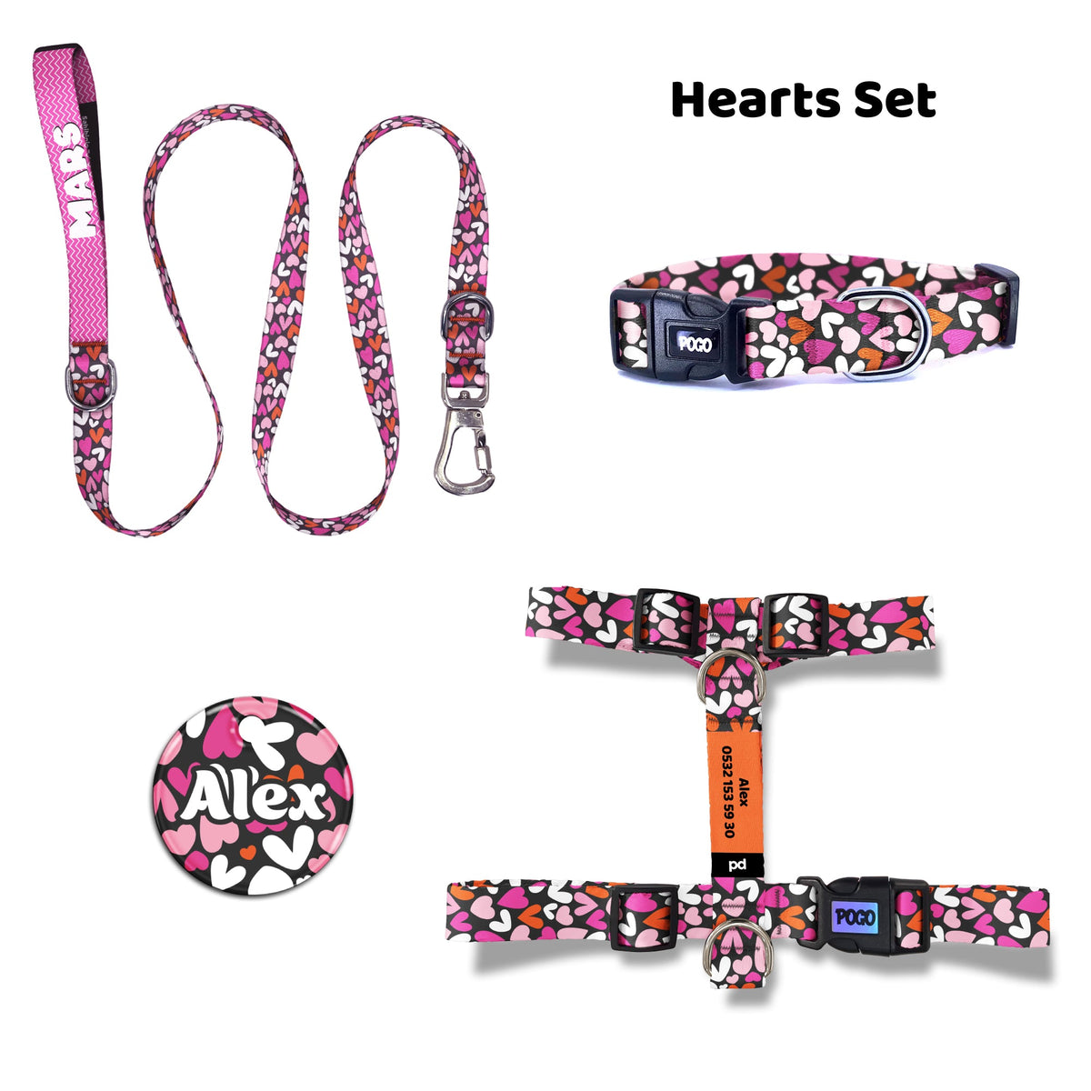 Hearts | Dog Collar Set