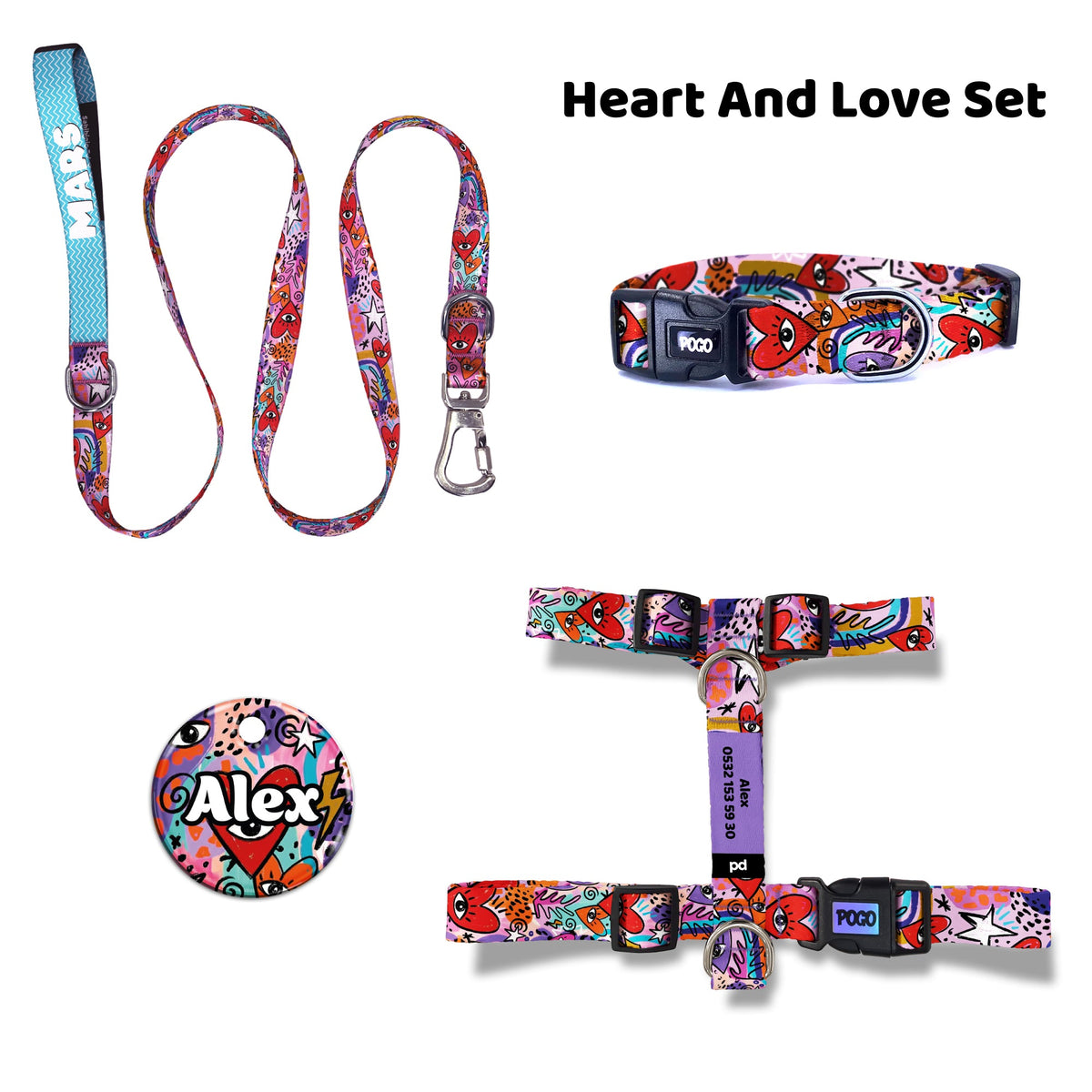 Heart and Love | Dog Collar Set