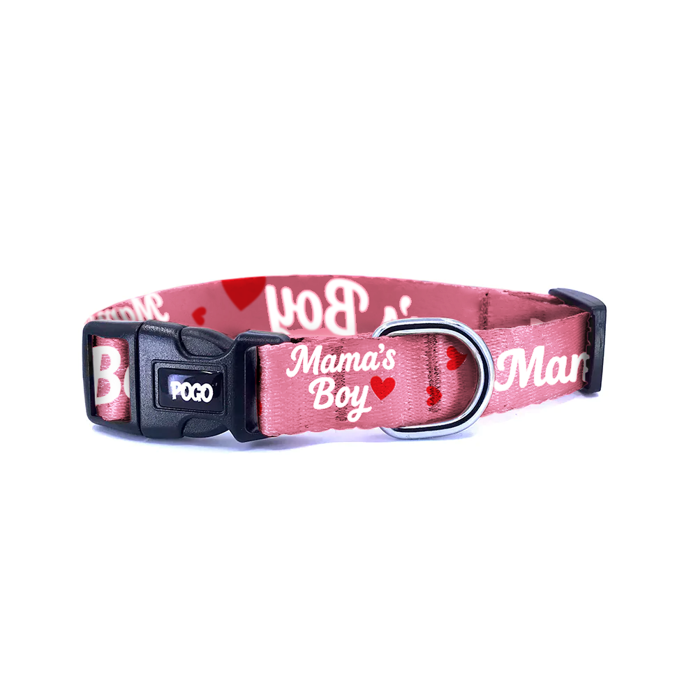 Mamas Boy Pink | Dog Collar